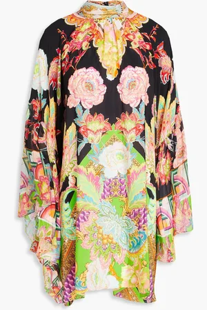 Camilla Ruffled printed silk crepe de chine mini dress - - ONESIZE