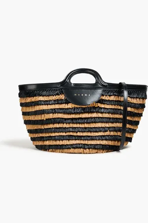 Marni Leather and faux raffia tote - - OneSize