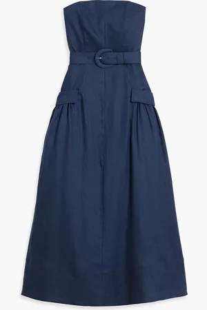 Nicholas Strapless linen maxi dress - Blue - US 6
