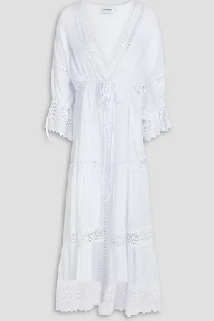 CHARO RUIZ IBIZA Claire lace-trimmed cotton-blend voile kaftan - - M