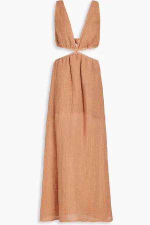 LE KASHA Dessouk cutout linen-gauze maxi dress - Brown - M
