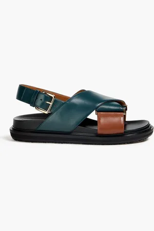 Marni Two-tone leather slingback sandals - Blue - EU 35