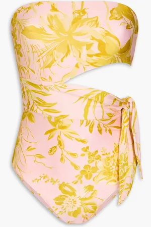 ZIMMERMANN Floral-print bandeau swimsuit - Pink - 4