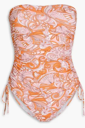 Melissa Odabash Sydney printed ruched bandeau swimsuit - Orange - IT 38