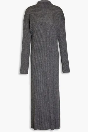 Loulou Studio Ribbed merino wool and cashmere-blend turtleneck midi dress - Gray - S