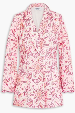 CHARO RUIZ IBIZA Kora broderie anglaise cotton-blend blazer - Pink - M