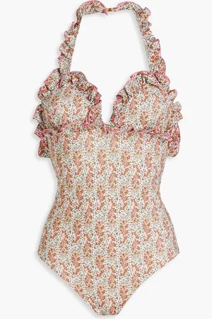 Etro Ruffled floral-print swimsuit - Pink - L