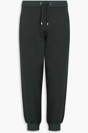 Giorgio Armani Tapered cotton and cashmere-blend fleece sweatpants - Green - IT 48