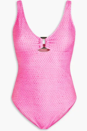 Heidi Klein Printed stretch-piqué swimsuit - Pink - XL