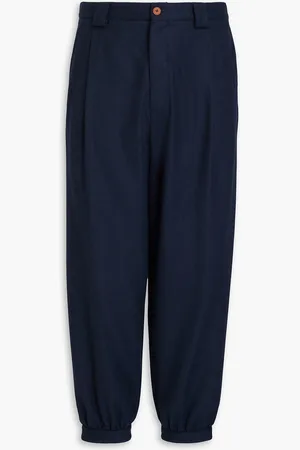 Giorgio Armani Tapered cashmere and wool-blend flannel pants - Blue - IT 48