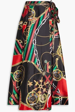 Camilla Crystal-embellished printed satin maxi wrap skirt - - L