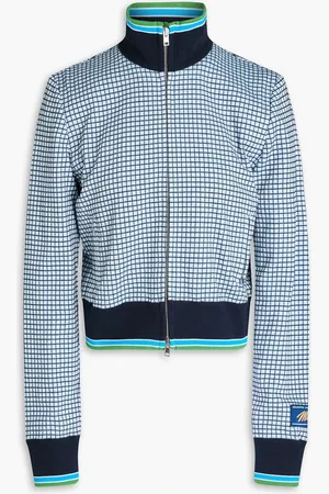 Marni Checked jacquard-knit track jacket - Blue - IT 38