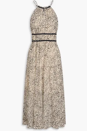 Paige Esmeralda zebra-print silk-crepon midi dress - Neutral - US 10