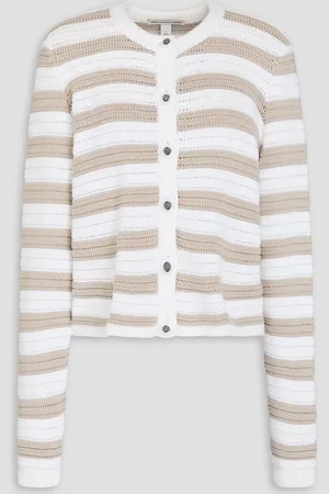 AUTUMN CASHMERE Striped cotton cardigan - - L