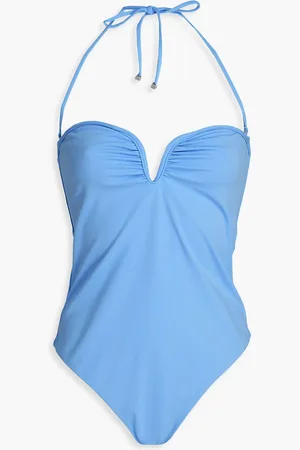 Nanushka Brissa ruched halterneck swimsuit - Blue - L