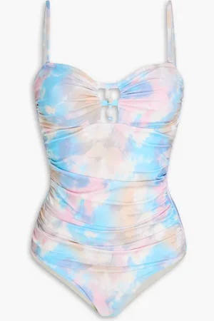 Ganni Ruched printed swimsuit - - DE 34