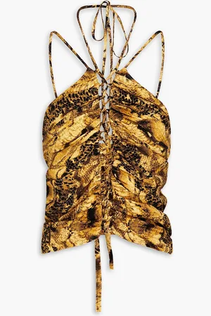 MATÉRIEL by Aleksandre Akhalkatsishvili Cropped snake-print jacquard top - Yellow - XS