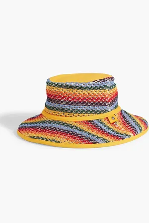 RAG&BONE Canvas-trimmed striped crocheted bucket hat - Yellow - ONESIZE