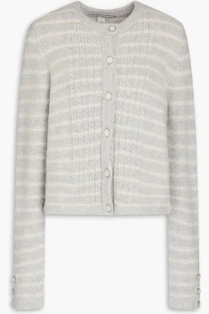 AUTUMN CASHMERE Striped cashmere-blend cardigan - Gray - S
