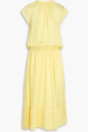 tibi Gathered satin maxi dress - - XXS
