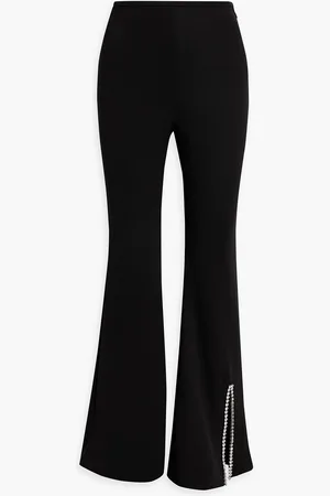 AREA Cutout crystal-embellished jersey flared pants - - M