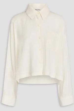 ALEX MILL Gemma cropped washed-Lyocell shirt - White - XL