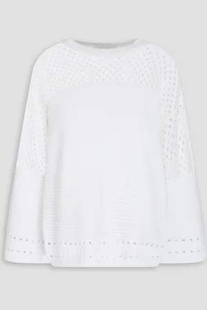 AUTUMN CASHMERE Open knit-paneled cotton sweater - - M