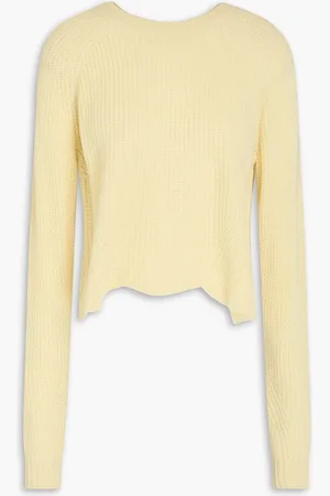 AUTUMN CASHMERE Scalloped ribbed cashmere sweater - Yellow - S