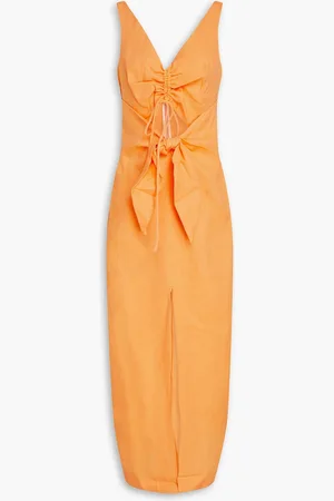 Nanushka Cutout ruched linen midi dress - - S