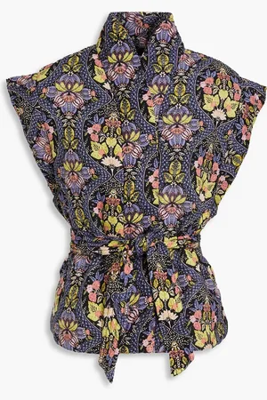 Antik Batik Eros belted floral-print cotton-gauze vest - - FR 40