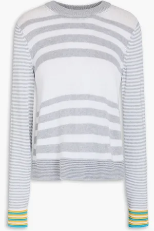AUTUMN CASHMERE Striped cotton sweater - Gray - L
