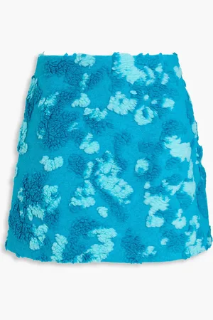 Ganni Leopard-print jacquard mini skirt - Blue - DE 38