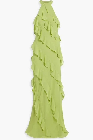 MIKAEL AGHAL Ruffled chiffon gown - Green - US 10