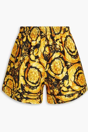 VERSACE Printed silk-twill pajama shorts - Yellow - IT II