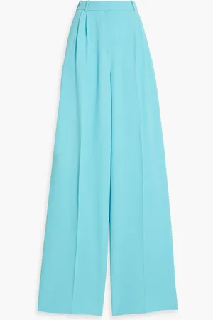 SALONI Crepe wide-leg pants - Blue - UK 12