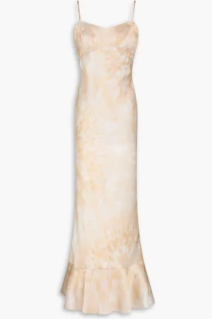 SALONI Mimi tie-dyed silk-satin maxi dress - Neutral - UK 14