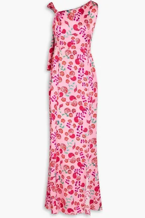 SALONI Leona draped floral-print silk-satin maxi dress - - UK 6