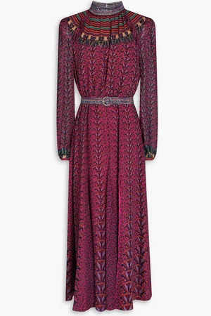 SALONI Jacqui printed silk-chiffon maxi dress - Purple - UK 4