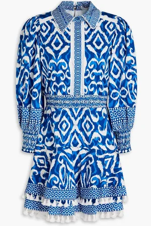 ALICE+OLIVIA Alice Olivia - Lace-trimmed printed stretch-cotton mini shirt dress - - US 10
