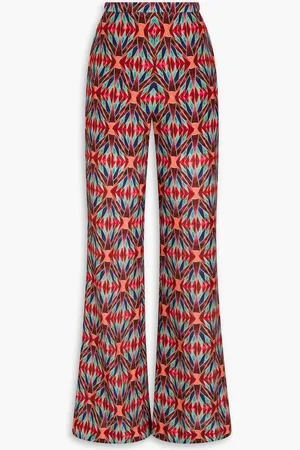 SALONI Jamie printed silk crepe de chine flared pants - - UK 8