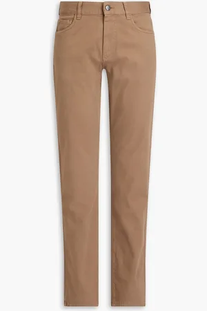 CANALI Cotton-blend twill pants - Brown - IT 48