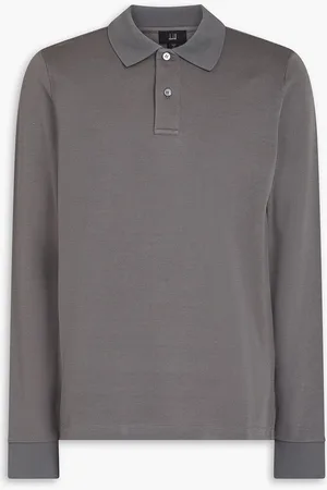 Dunhill Cotton and silk-blend piqué polo shirt - Gray - L