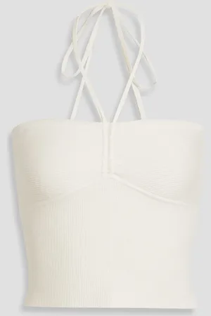 ALICE+OLIVIA Alice Olivia - Linnie ribbed-knit halterneck top - White - L