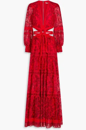 ALICE+OLIVIA Alice Olivia - Patricia cutout tiered broderie anglaise maxi dress - - US 12