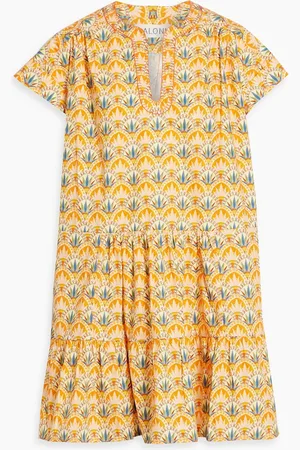SALONI Ashley printed cotton-poplin mini dress - - UK 12