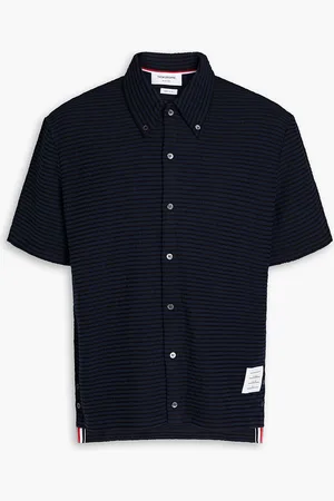Thom Browne Striped cotton-blend jersey shirt - Blue - 2