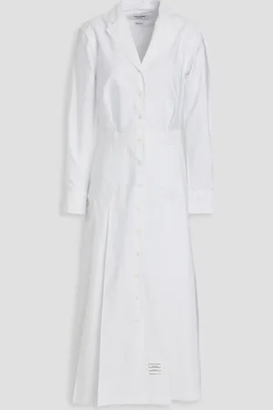 Thom Browne Pleated cotton-poplin midi shirt dress - - IT 40