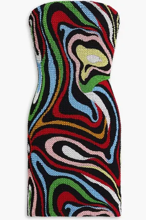Puccini Strapless smocked printed stretch-crepe mini dress - - XS