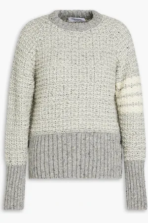 Thom Browne Striped wool and mohair-blend sweater - Gray - IT 48