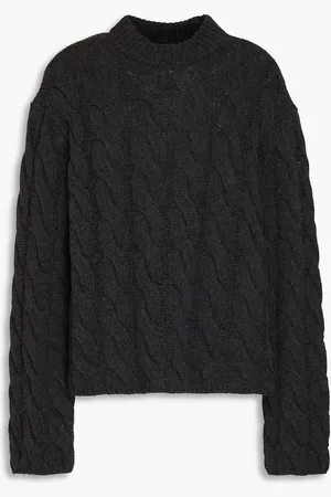 THEORY Cable-knit wool and cashmere-blend sweater - Gray - L